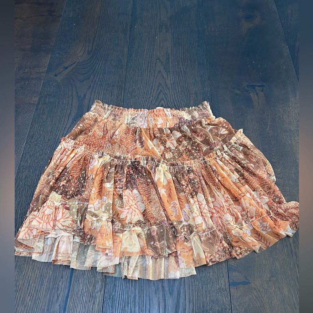 Misa orange print mini skirt